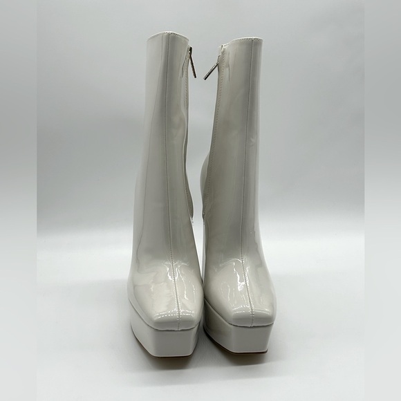 Guess BYRA Women’s Platform Block Heel Ankle Boots Ivory Patent Size 10M NWB - Picture 5 of 11